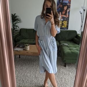 Light blue button up dress